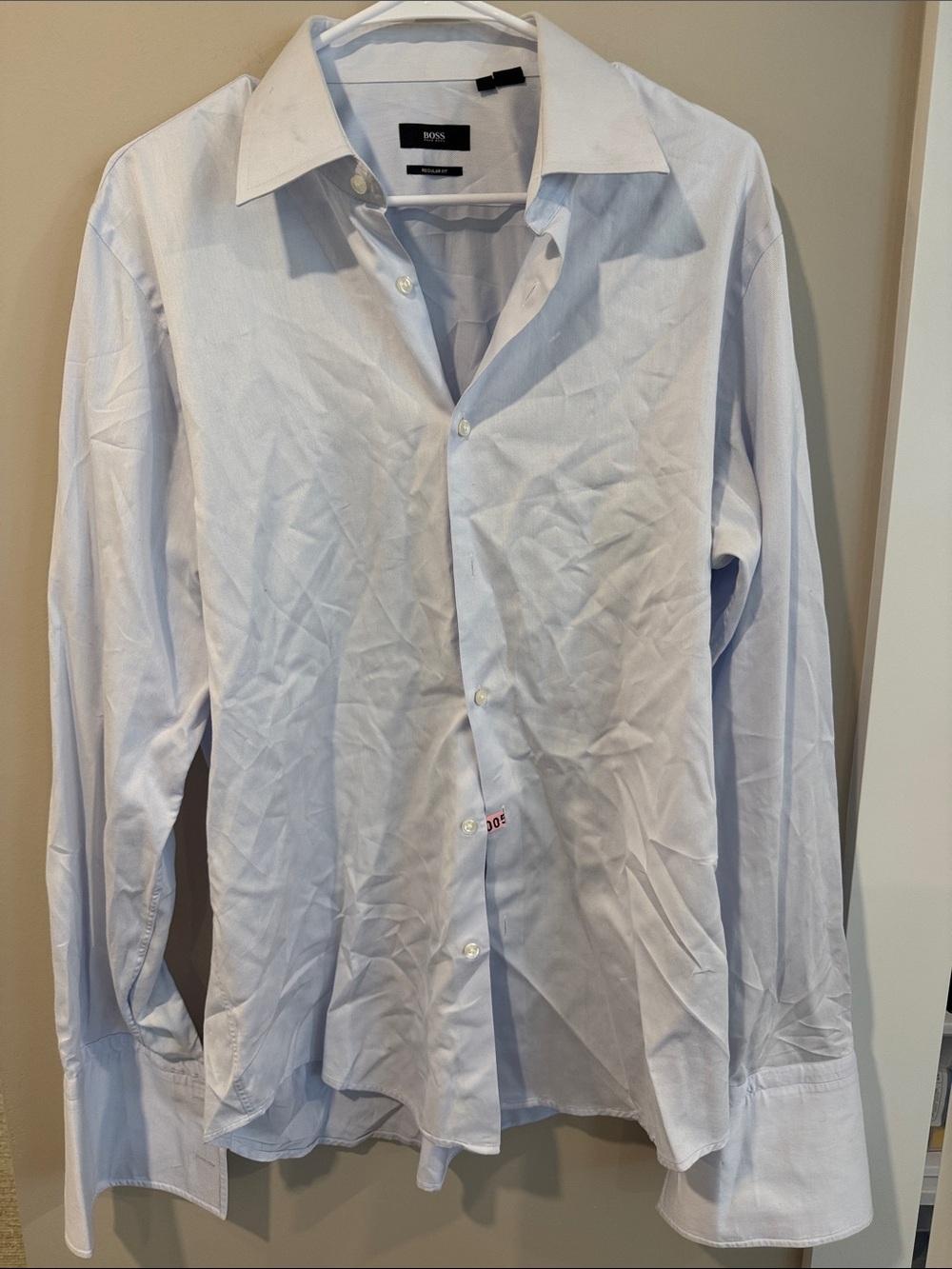 BOSS Men's Pale Blue Spread-Collar Dress Shirt